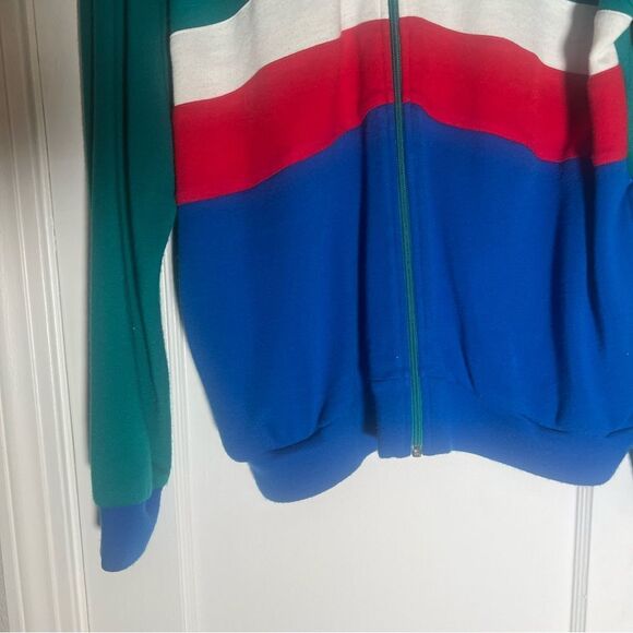 Vintage 80’s Izod Lacoste Green Acrylic Track Jacket XL Full Zip - Picture 4 of 14